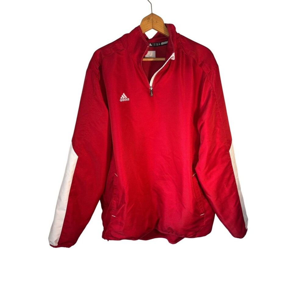 Adidas Mens Shockwave Woven 1/4 Zip Jacket Pullover  Red White X Large